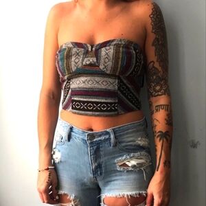 Staring at Stars Strapless Woven Bodice Top